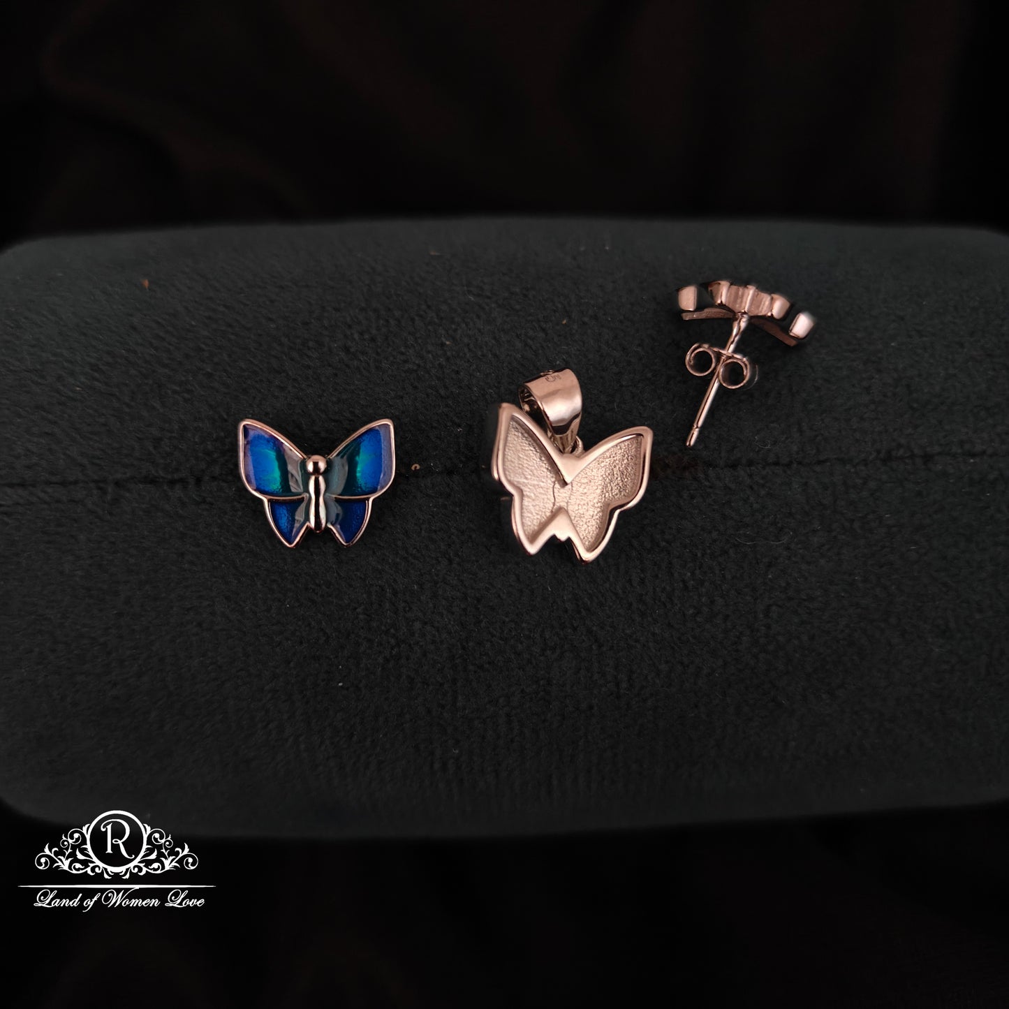 92.5 SILVER BUTTERFLY EARRINGS WITH PENDANT-RCG310