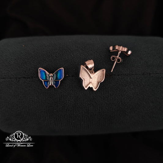 92.5 SILVER BUTTERFLY EARRINGS WITH PENDANT-RCG310
