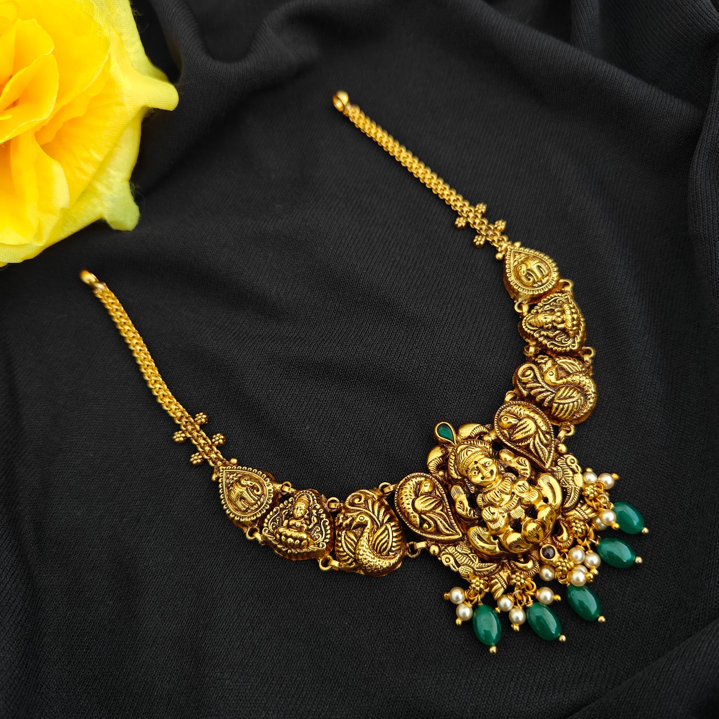92.5 Silver  lakshmi devi Necklace design-RCV346