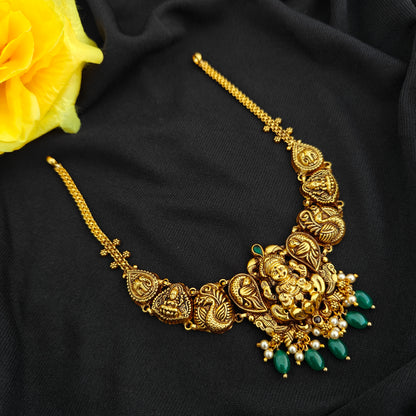 92.5 Silver  lakshmi devi Necklace design-RCV346