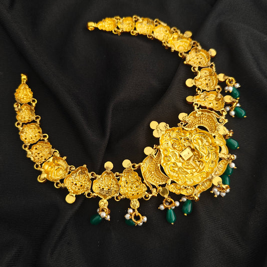92.5 Silver Lakshmi devi and Peacock Desgin Necklace -RCM1634