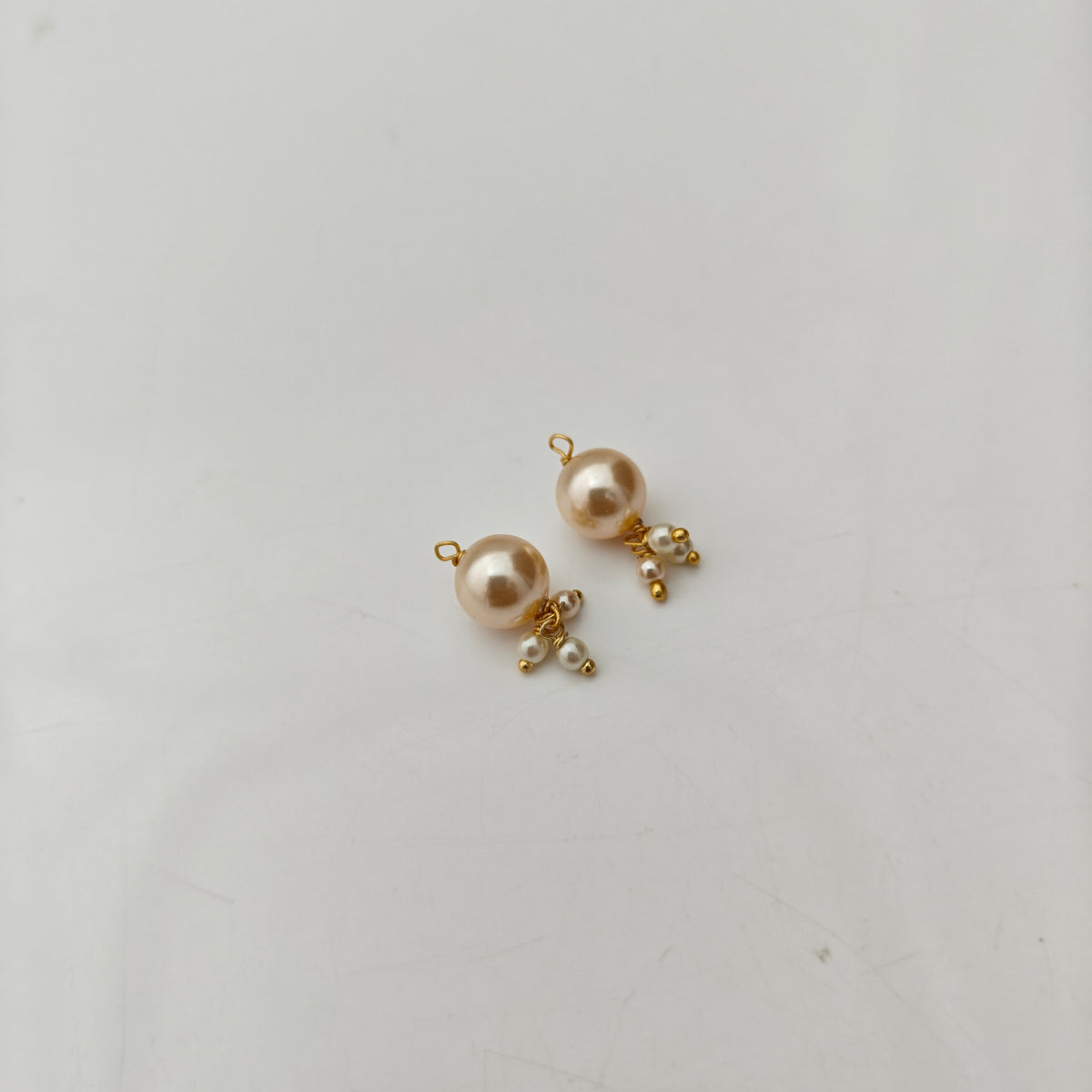 92.5 Silver with gold polish beads hanging earrings -RCH1367-6