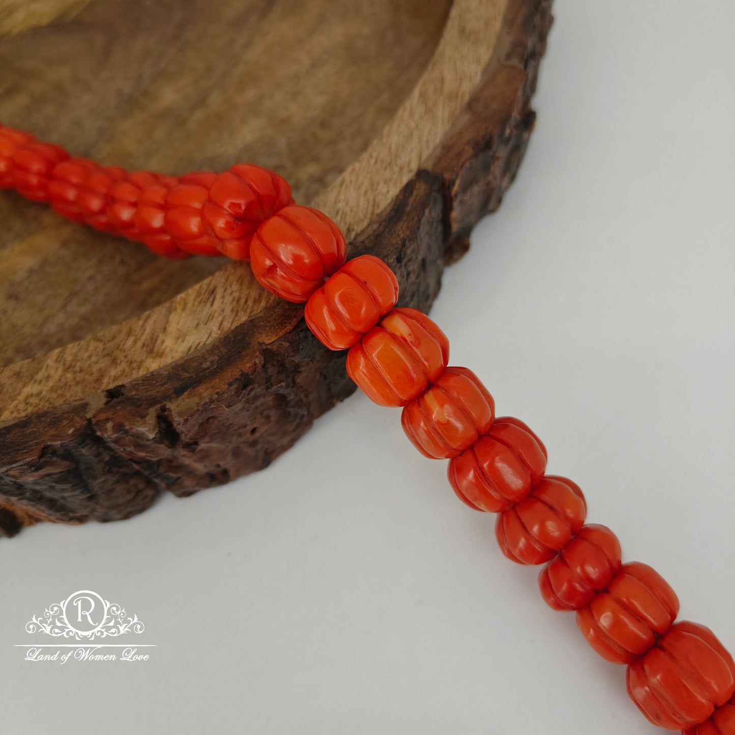 CORAL PUMKIN DESIGN BEADS-RCJM075