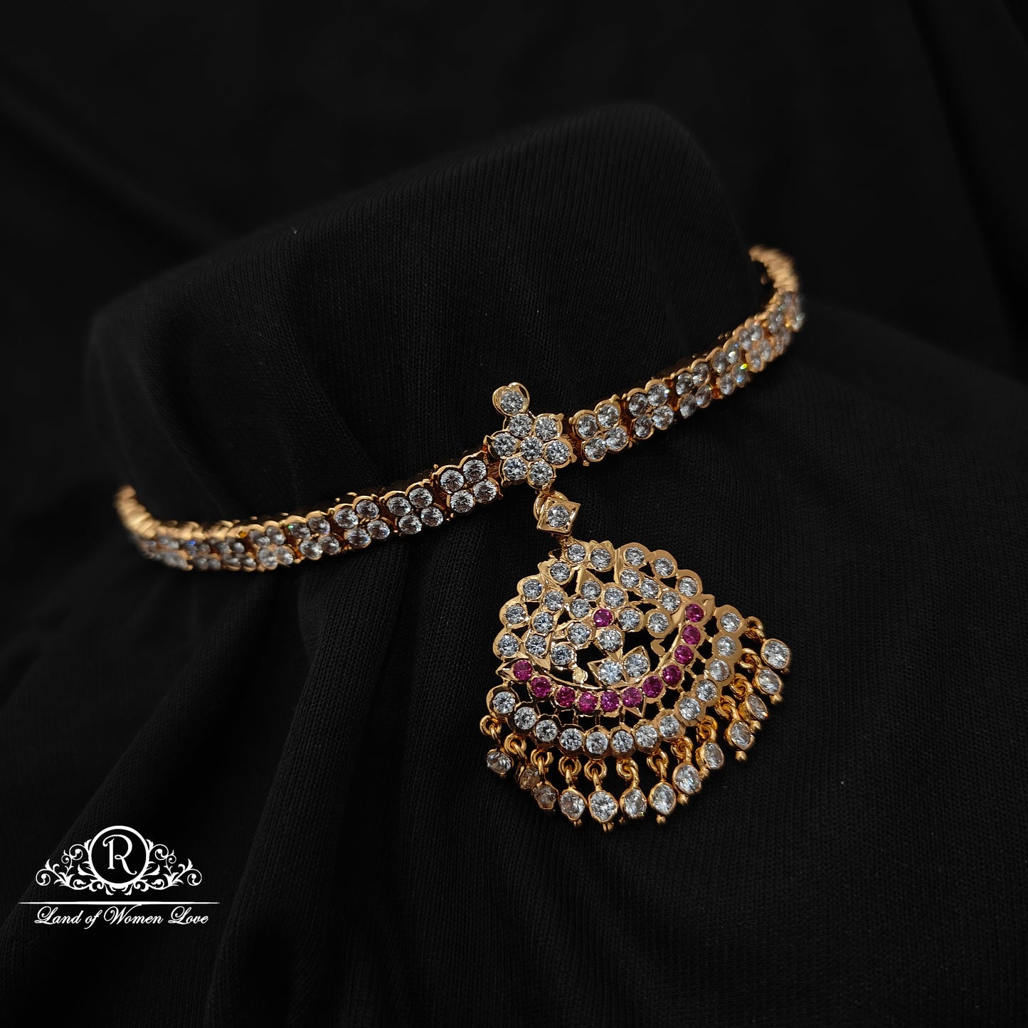 92.5 Silver with gold polish necklace -RCK328