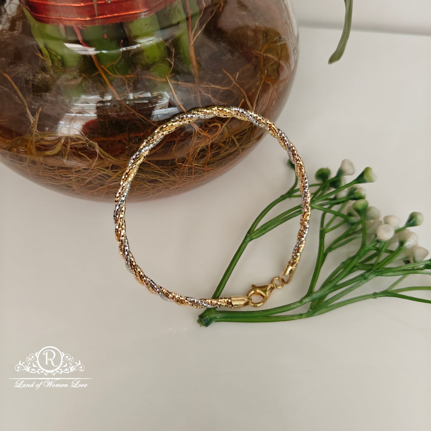 92.5 SILVER TWO TONE BRACELET -RCG344