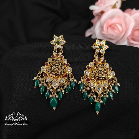 92.5 SILVER EARRINGS LAXMI DEVI DESIGN -RCMB011-1