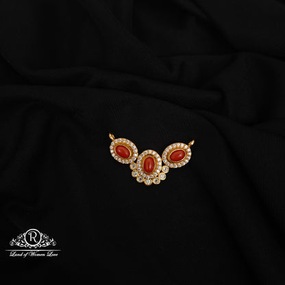 92.5 SILVER WHITE AND CORAL STONE MALA LOCKET-RCZP070