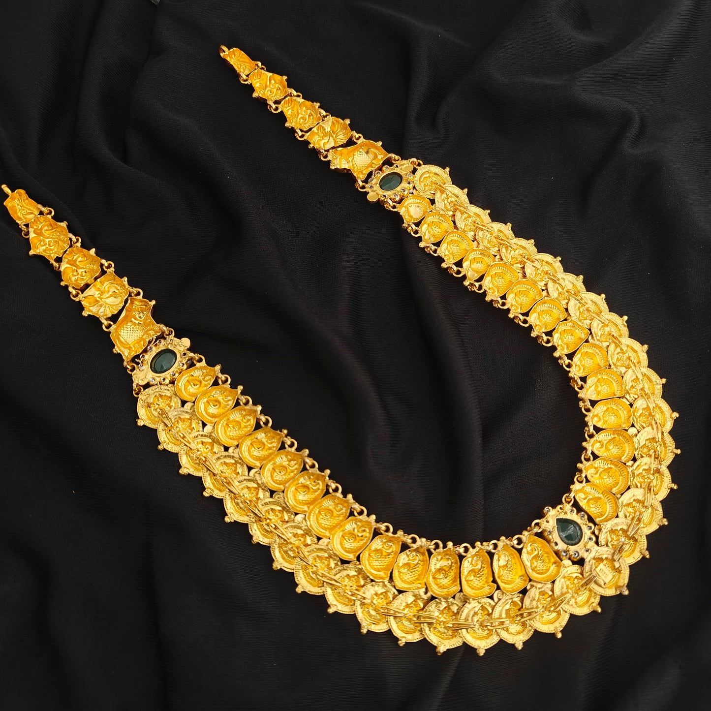 92.5 Siver kasu haram with lakshmi devi and Peacock design -RCM1637