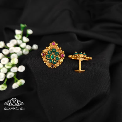 92.5 SILVER GREEN BEADSROUND STUDS-RCJR1092