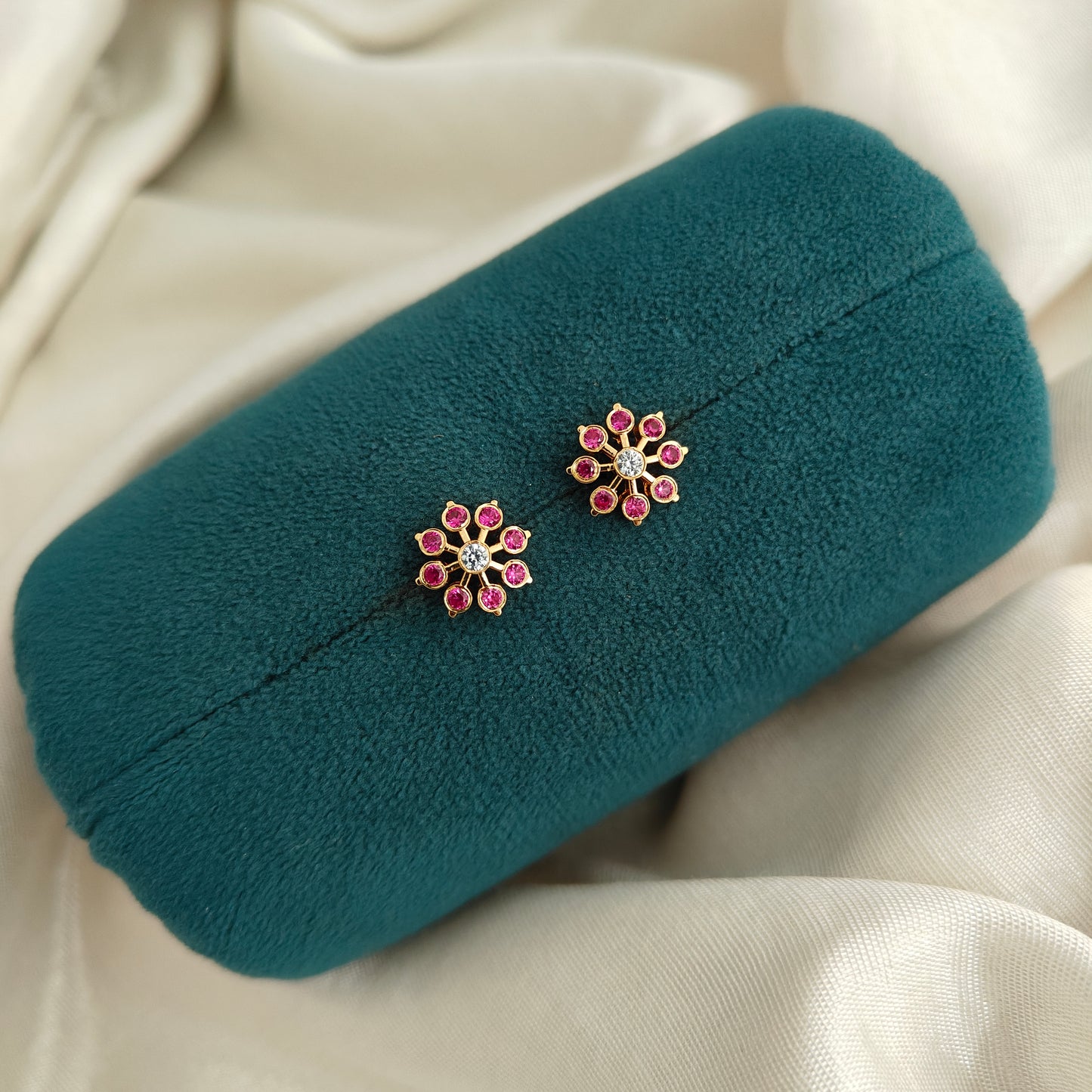 92.5 silver flower design earrings -RCK336