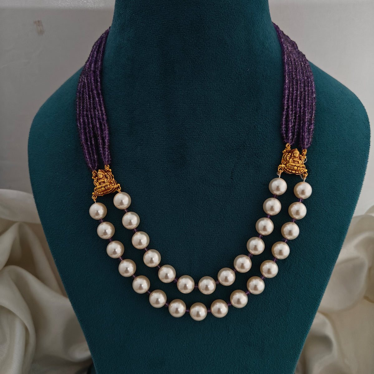 92.5 silver beads mala with side lockets -RCH1379