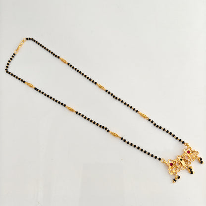 92.5 Silver With Gold Polish Black Beads Chain-RCBH083