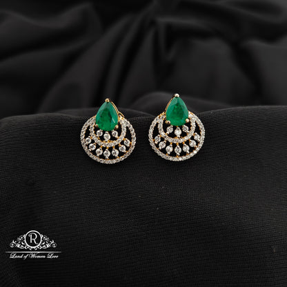 92.5 silver green drop shape diamond finishing  earrings -RCR210