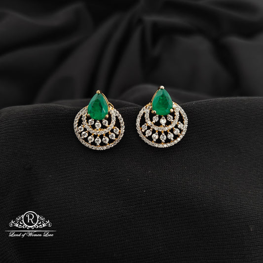 92.5 silver green drop shape diamond finishing  earrings -RCR210