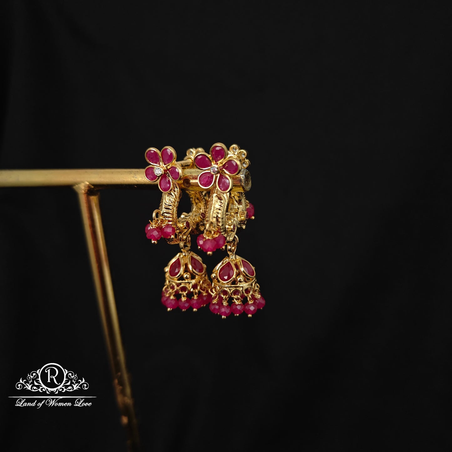 92.5 silver makara kundan earrings -RCBH058