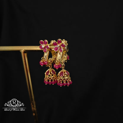92.5 silver makara kundan earrings -RCBH058