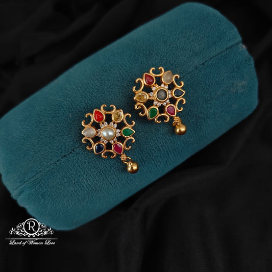 92.5 silver navaratna earrings-RCL91