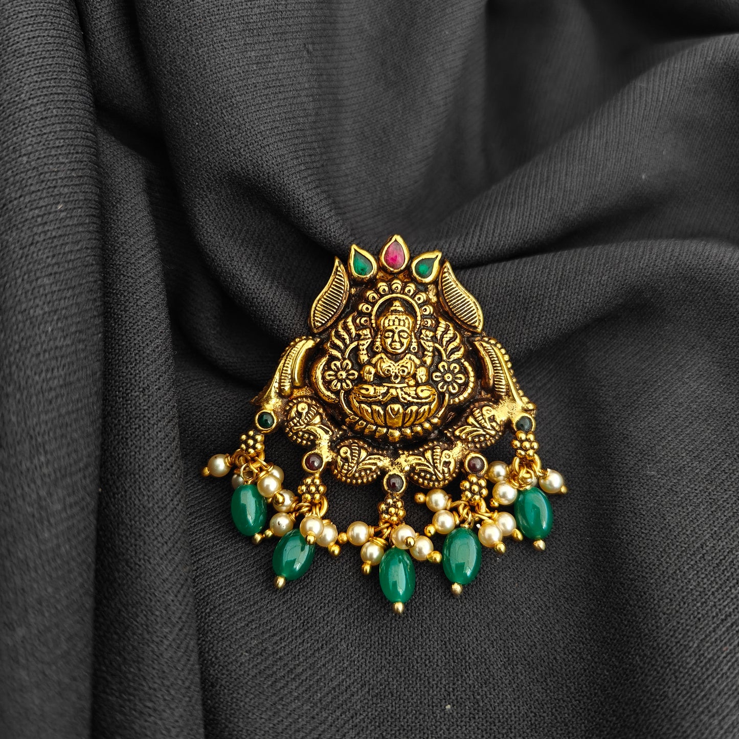 92.5 Silver With Gold Polish Lakshmi Devi Desgin pendant -RCV366