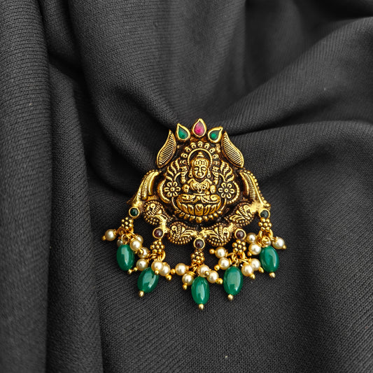 92.5 Silver With Gold Polish Lakshmi Devi Desgin pendant -RCV366