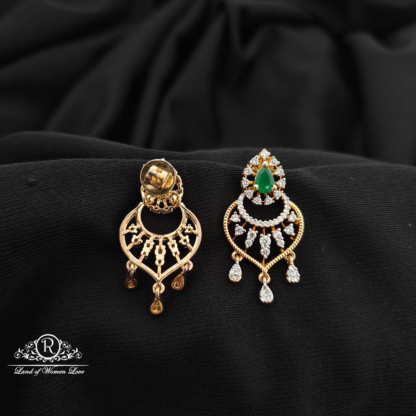 92.5 silver diamond finishing chandbali earrings-RCR205