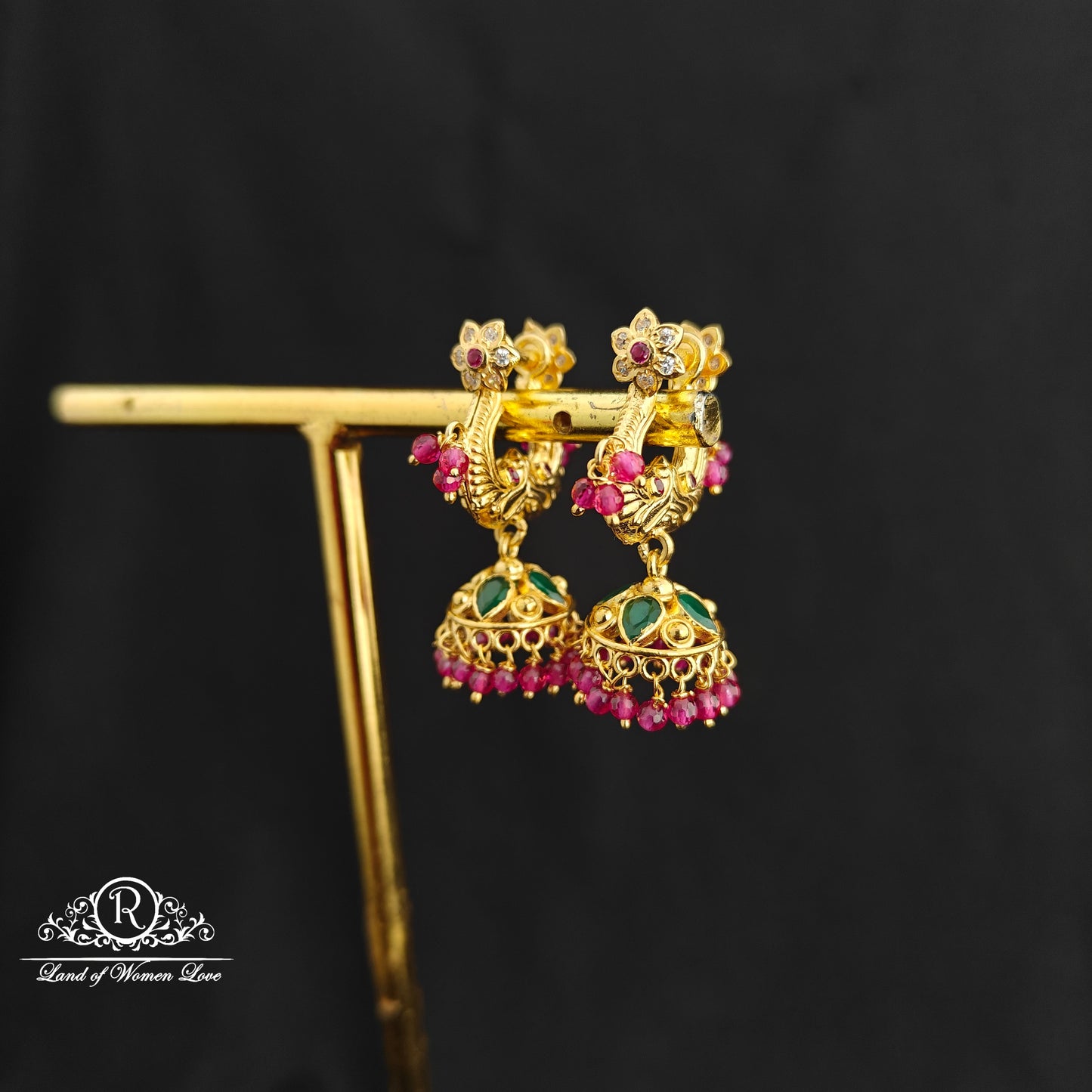 92.5 Silver Makara kundan Earrings -RCBH073