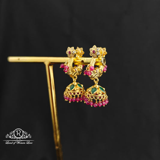 92.5 Silver Makara kundan Earrings -RCBH073