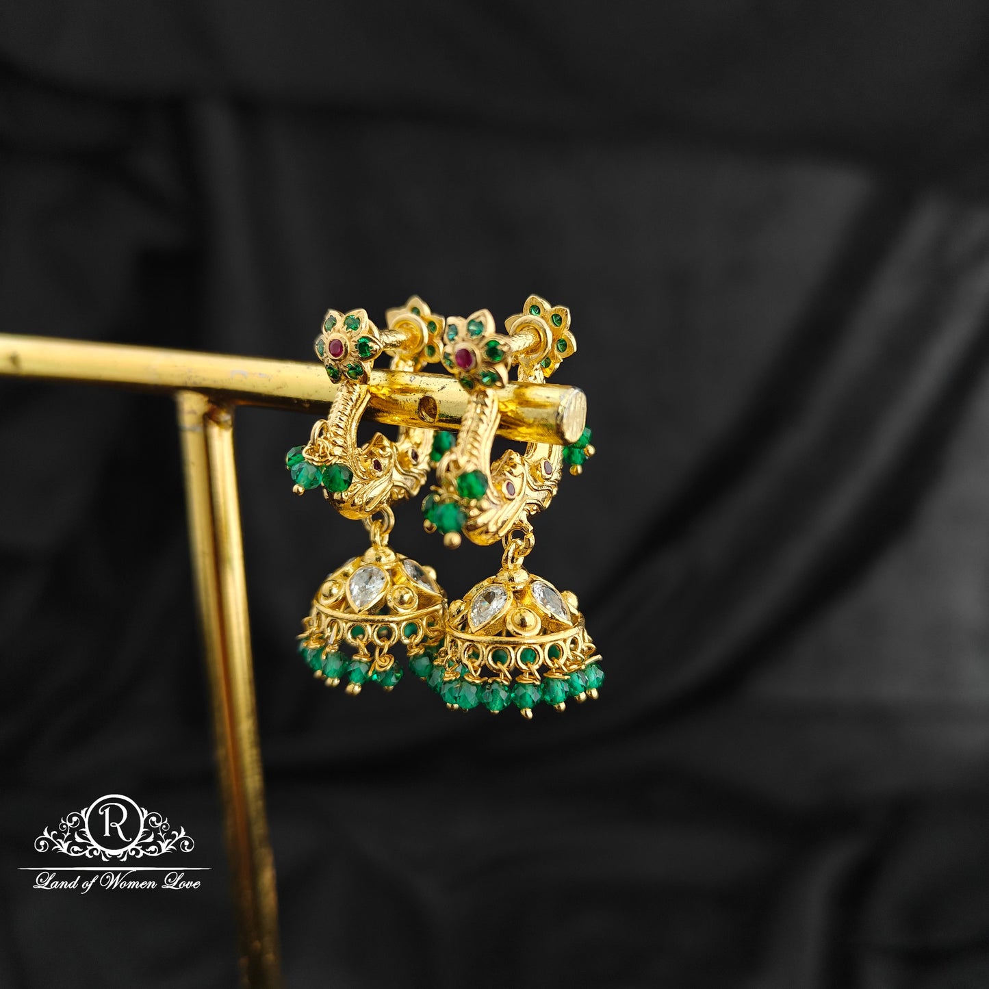 92.5 Silver Makara kundan Earrings -RCBH068