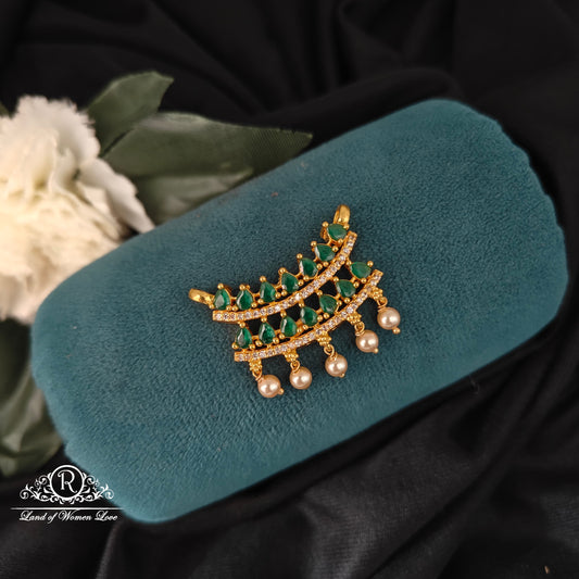 92.5-SILVER GREEN STONEI MALA LOCKET -RCM1527