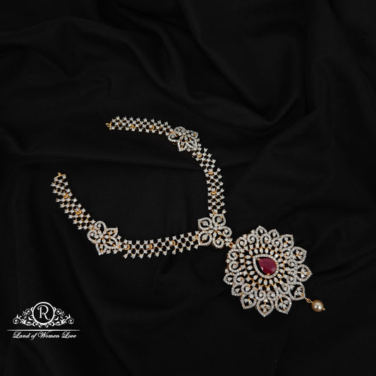 92.5 SILVER DIAMOND FINISHING NECKLACE-RCM1442