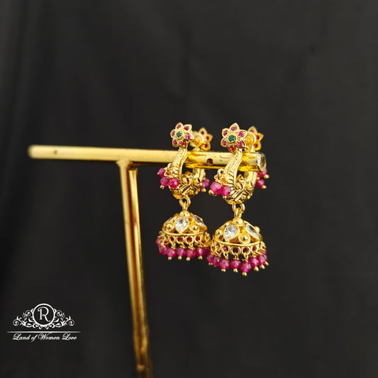 92.5 Silver Makara kundan Earrings -RCBH071