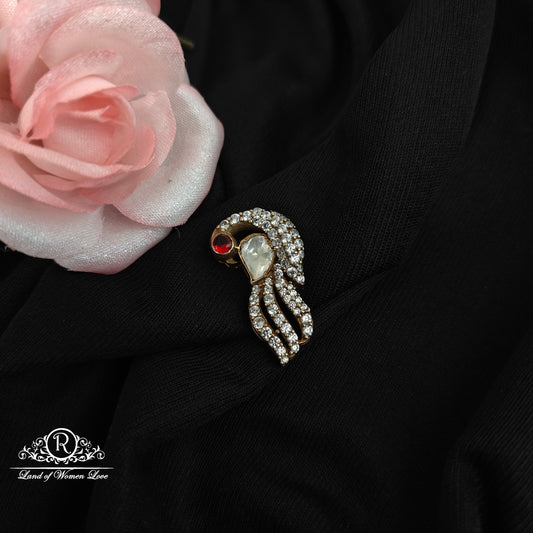 92.5 silver mossinate peacock side locket with ruby stone-RCMJ265