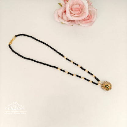 92.5 Silver black beads chain -RCH1181