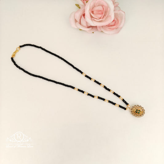 92.5 Silver black beads chain -RCH1181