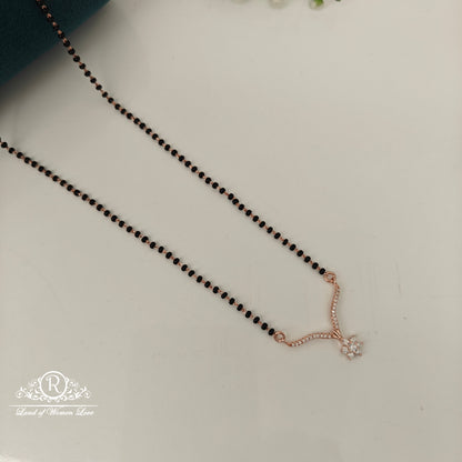 92.5 SILVER ROSE GOLD POLISH BLACK BEADS CHAIN-RCRB41