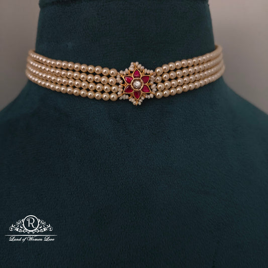 92.5 SILVER pearl chocker-RCh1063