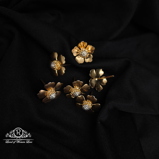 SILVER WITH GOLD POLISH POOJA FLOWER -RCRS041