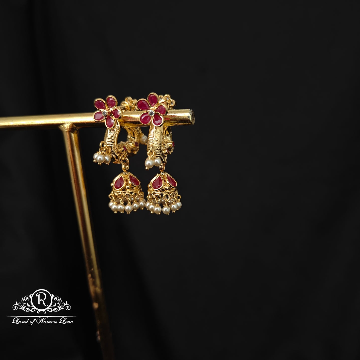 92.5 silver makara kundan earrings -RCBH059