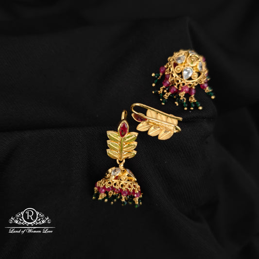 92.5 SILVER MANGO DESGIN HOOK MODEL  CHANGEABLE JUMKAS DESGIN EARRINGS-RCBH013