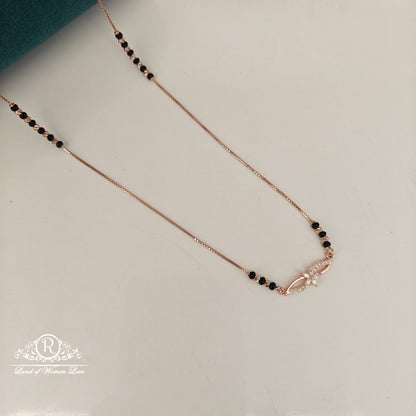 92.5 SILVER ROSE GOLD POLISH BLACK BEADS CHAIN-RCRB38
