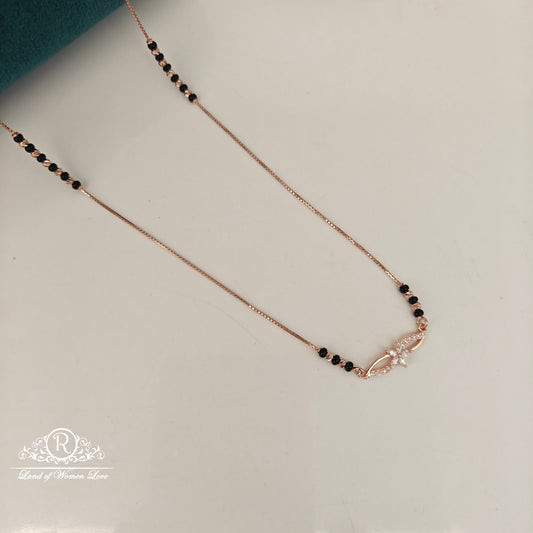 92.5 SILVER ROSE GOLD POLISH BLACK BEADS CHAIN-RCRB38