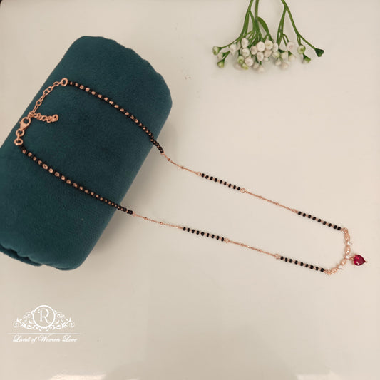 92.5 SILVER ROSE GOLD POLISH BLACK BEADS CHAIN-RCRB39