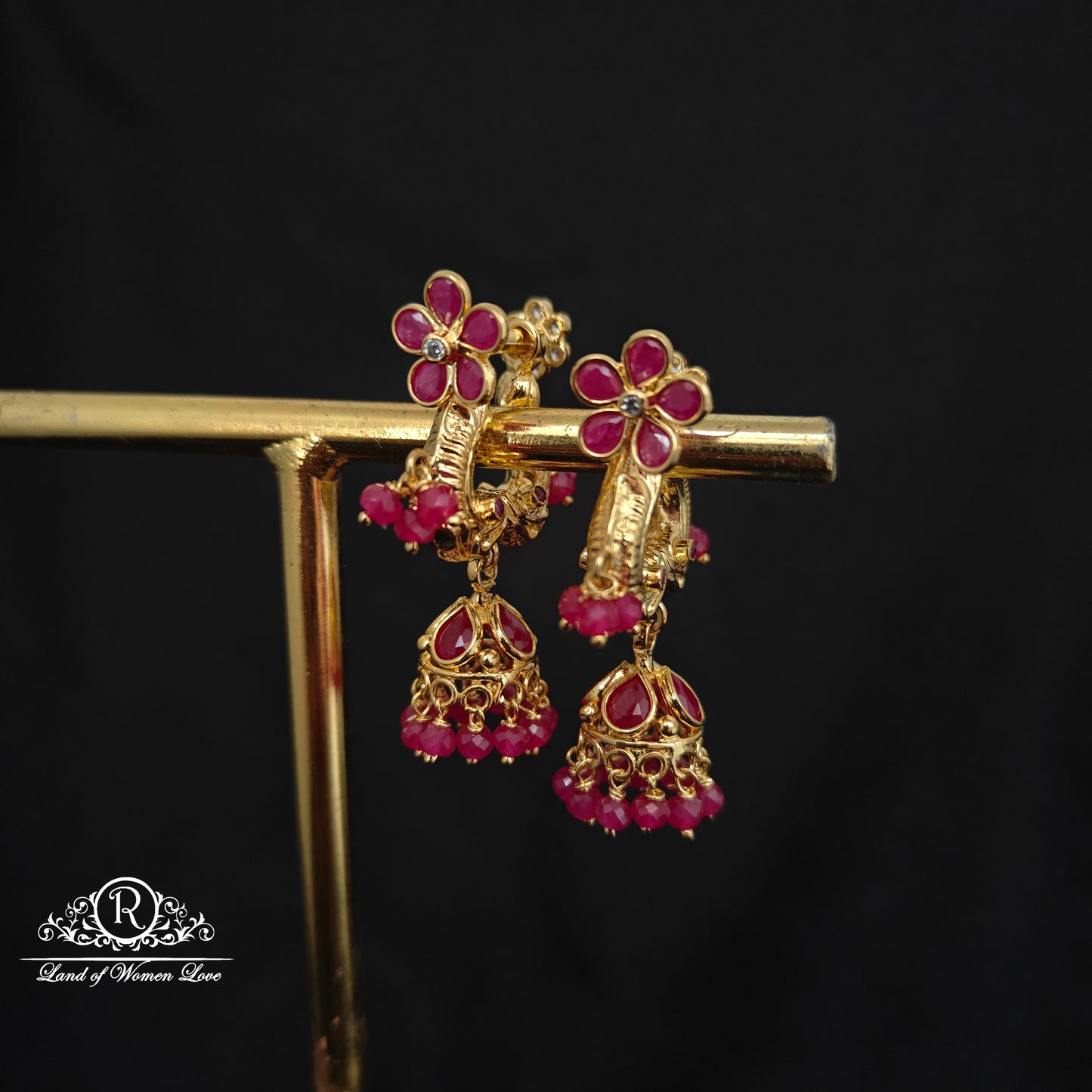 92.5 silver makara kundan earrings -RCBH058