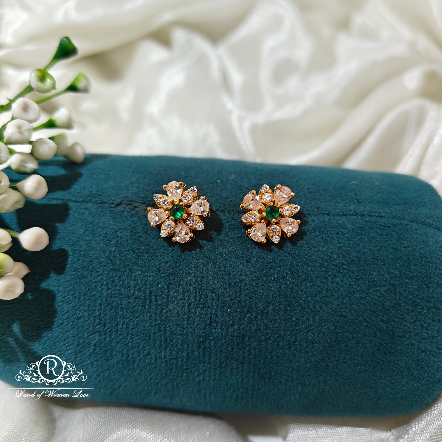 92.5 silver Flower design earrings-RCR157