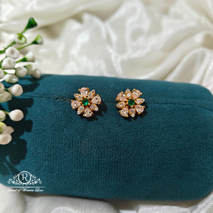 92.5 silver Flower design earrings-RCR157