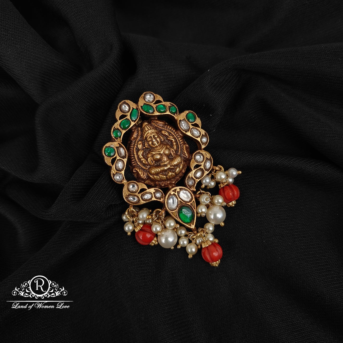 92.5 SILVER KUNDAN LAKSHMI DEVI PENDANT -RCM1427