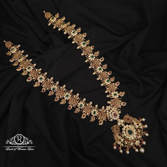 92.5 SILVER lakshmi devi peacock desgin haram with earrings-RCHD101