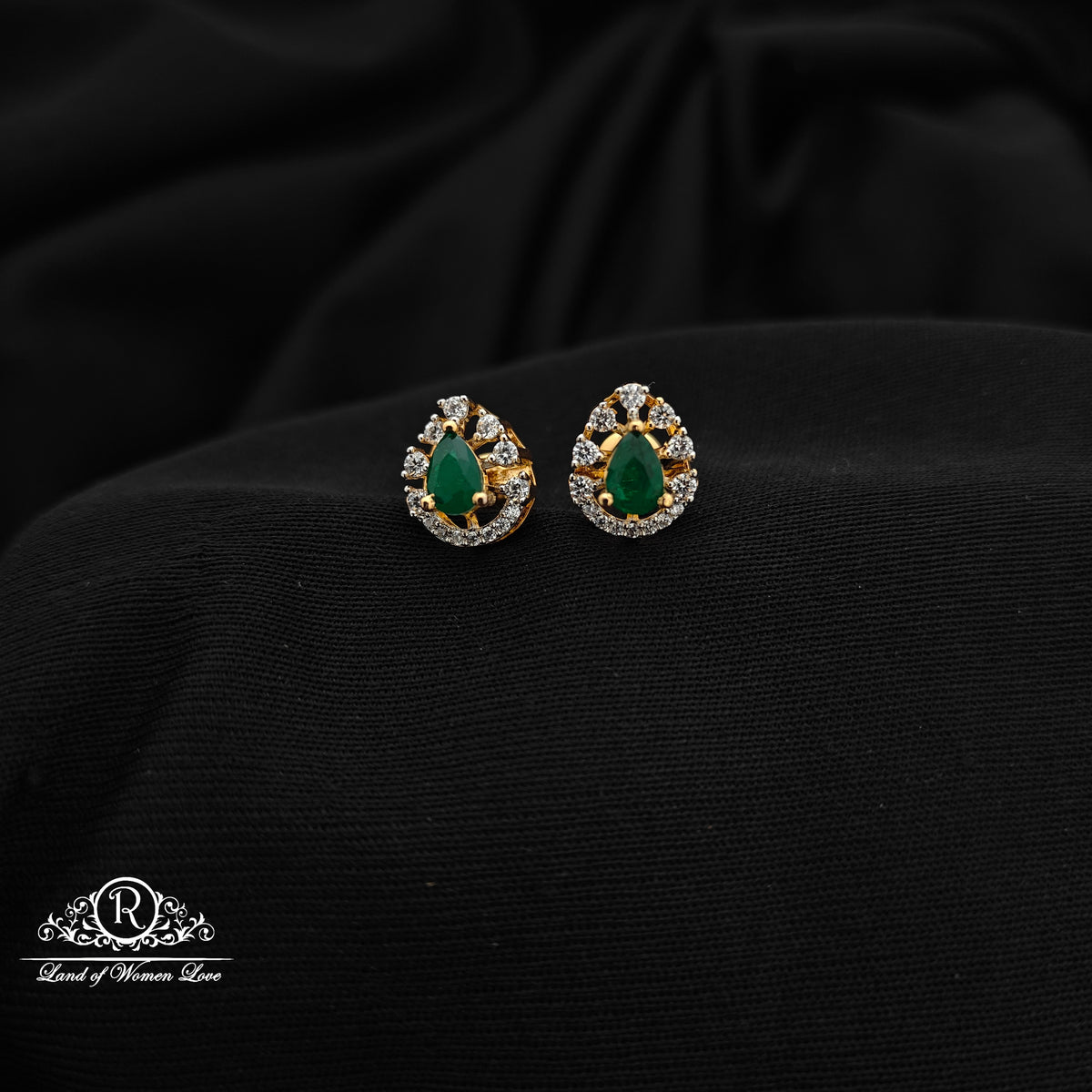 92.5 silver green stone diamond finishing  earrings -RCR213