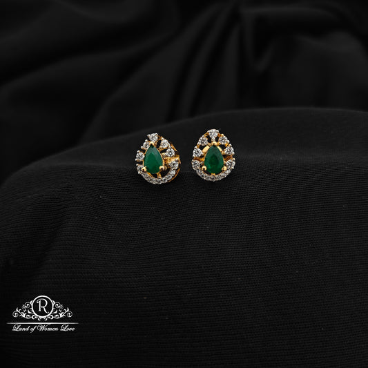 92.5 silver green stone diamond finishing  earrings -RCR213