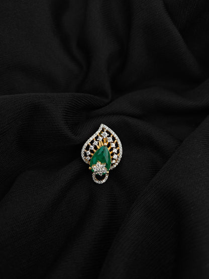 92.5 Silver diamond finishing pendent with green stone-RCR119