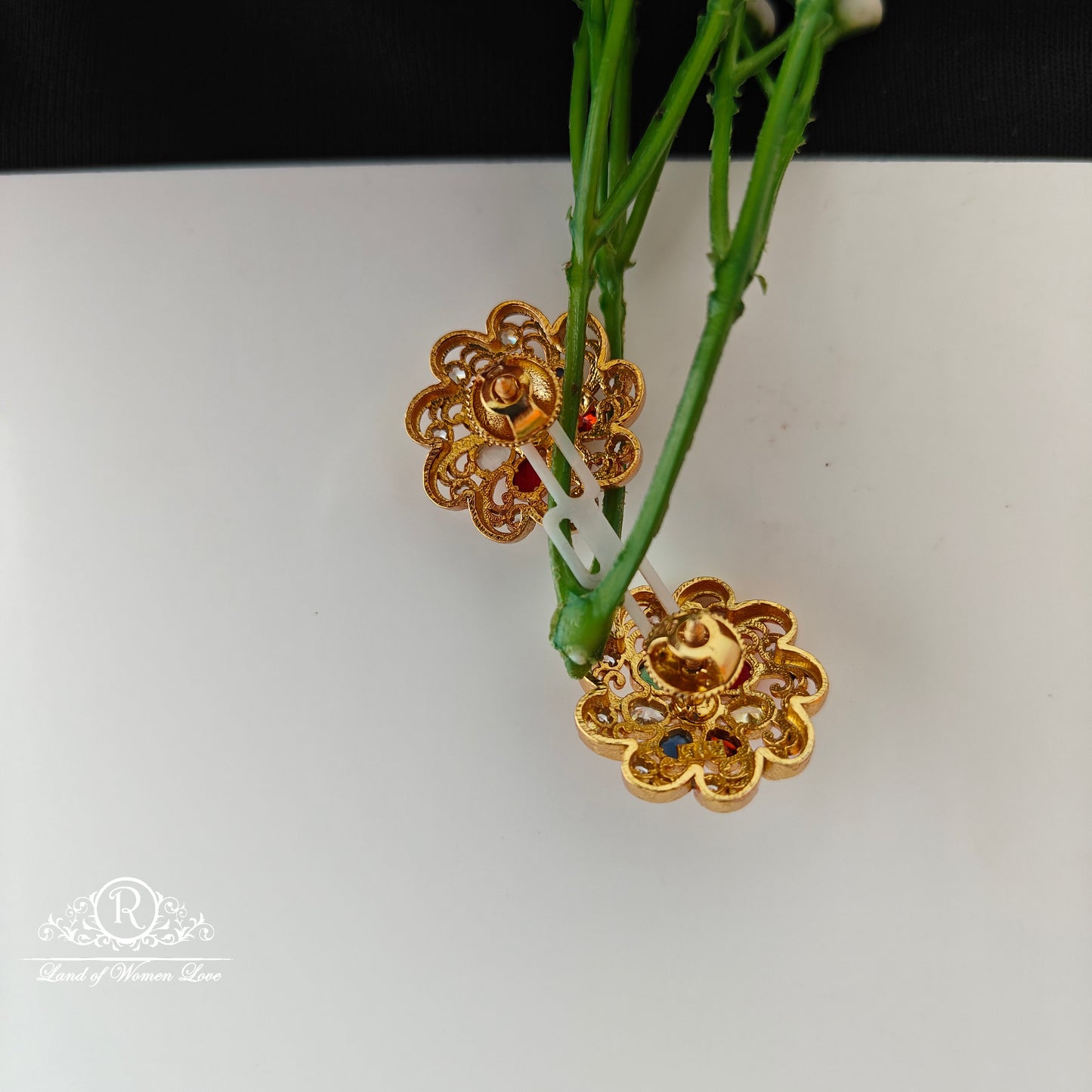 92.5 Silver Beautiful Navaratna  Earrings-RCCP513